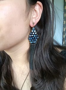 Stone Embedded Drop Earrings