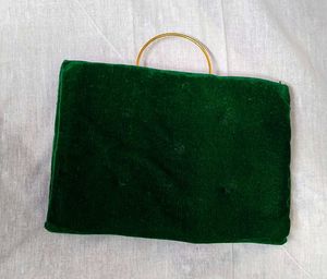 Emerald Velvet Clutch with Rhinestones