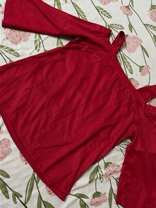 Red Cold Shoulder Top