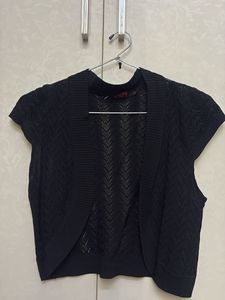 Stylish Black Knit Bolero Cardigan