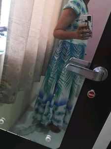 Peacock Print Maxi Dress