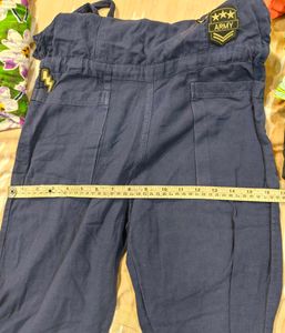 Navy blue cotton teen girls dungaree overalls