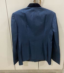 Stellar Metallic Blue-Grey Indowestern Suit Set