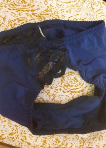 Royal blue lace and satin new panty