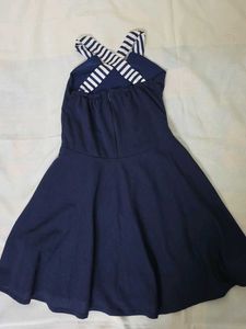 Girls Dark Blue Halter Neck Dress