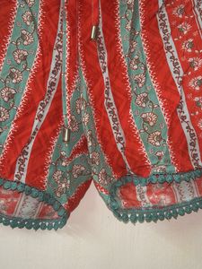 Patterned Orange Shorts