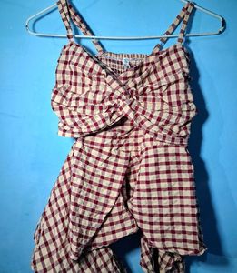 Chic Gingham Twist Front Cami Top