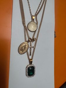 Layered Religious Pendant Necklace