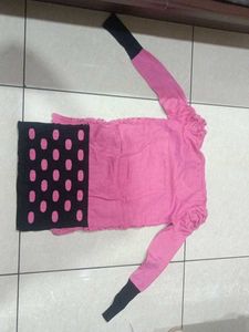 Chic Pink Lace &amp; Polka Dot Top