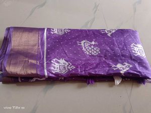 Beautiful Purple Saree with Peacock Print