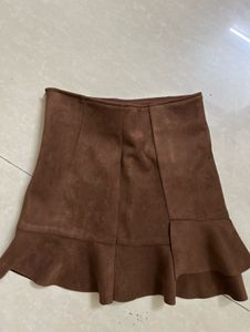 Brown Suede Mini Skirt