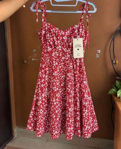 Charming Red Floral Mini Dress