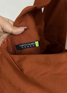 Tokyo talkies Brown Solid Pinafore Dress | Size S
