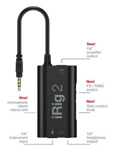 IK Multimedia iRig 2 Guitar Interface for iOS Mac