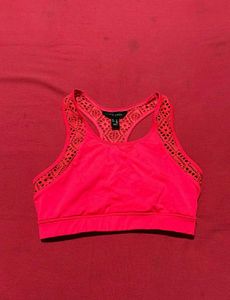Neon Pink Lace Back Sports Bra – New Look