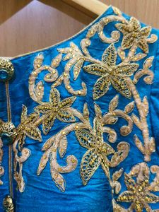 Elegant Blue Kurta Set with Gold Embroidery