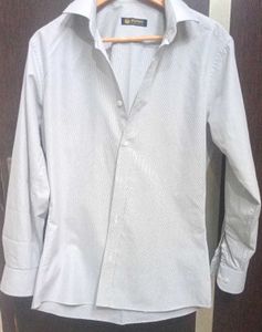 White Vertical Striped Shirt Casual + Formal