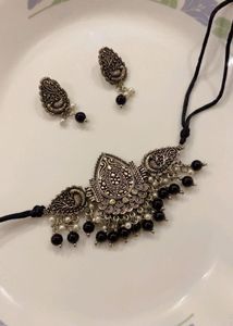 New Exquisite Oxidized Silver Choker Set