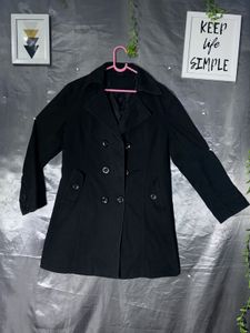 Classic Black Double-Breasted Trench Coat