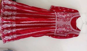 Beautiful Red Kurta with White Embroidery
