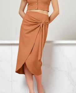 Stylish Brown Wrap Skirt
