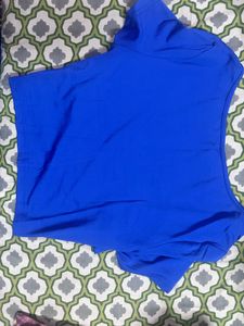 V-Neck Blue Wrap Crop Top