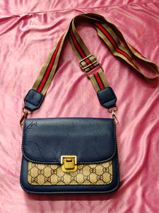 Stylish Navy & Beige Crossbody Bag