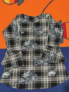 Stylish Plaid and Floral Kurta