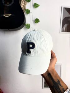 White Baseball Cap with 'P' logo