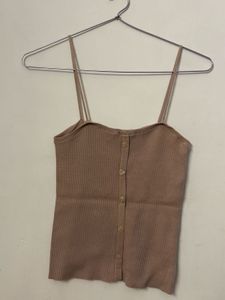 Ribbed Button-Up Camisole Top