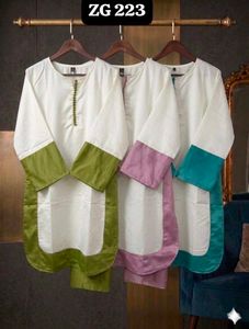 Elegant Cream &amp; Pink Kurta Set with Dupatta