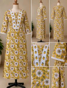 Yellow Floral Print Kurta