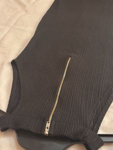 Black Ribbed Halter Neck Mini Dress