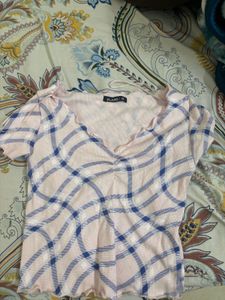 Pink Plaid Cropped Top