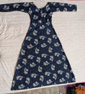 Navy Floral Print Midi Dress