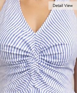 Blue Striped Halter Neck Peplum Top