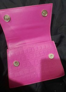 Hot Pink Croc Embossed Handbag