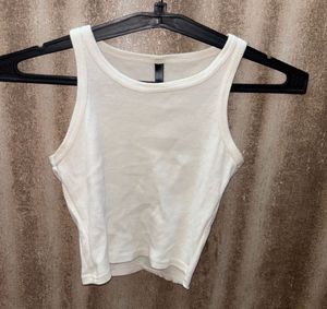 White Ribbed Tank Top
