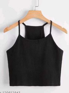 Sleeveless Black Ribbed Tank Top💟