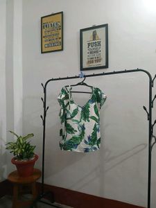 Tropical Leaf Print Blouse