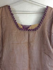 Elegant Beige Kurta Set with Purple Patiala