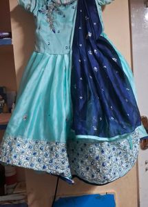 small girl  sky blue  stylish frock -size 30