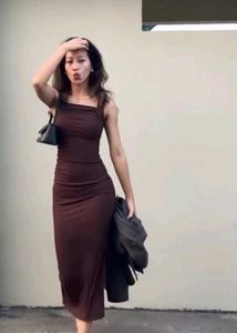 Littlebox ruched bodycon dress🤎