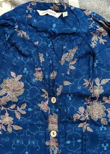 Blue Floral Print Kurta