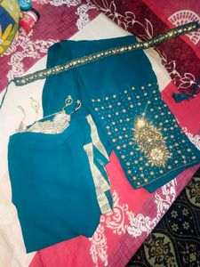 Elegant Teal Embellished Anarkali Gown