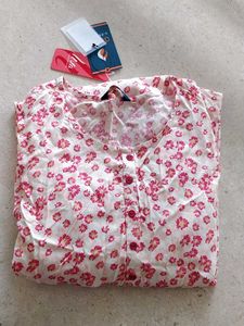 White Floral Print Kurta