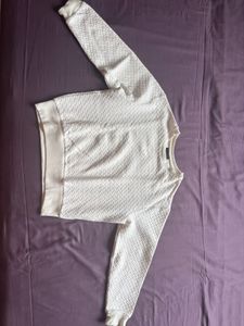 Cream Textured Knit Sweater