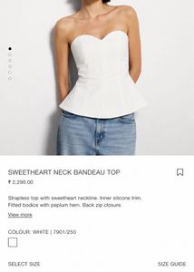 Zara White Sweetheart Neck Bandeau Top