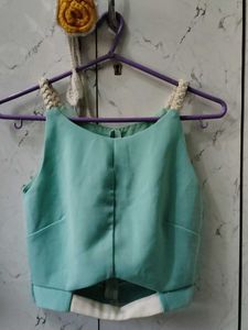 Teal Crop Top with Braided Straps