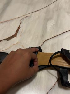 Stylish Black Woven Strap Sandals
